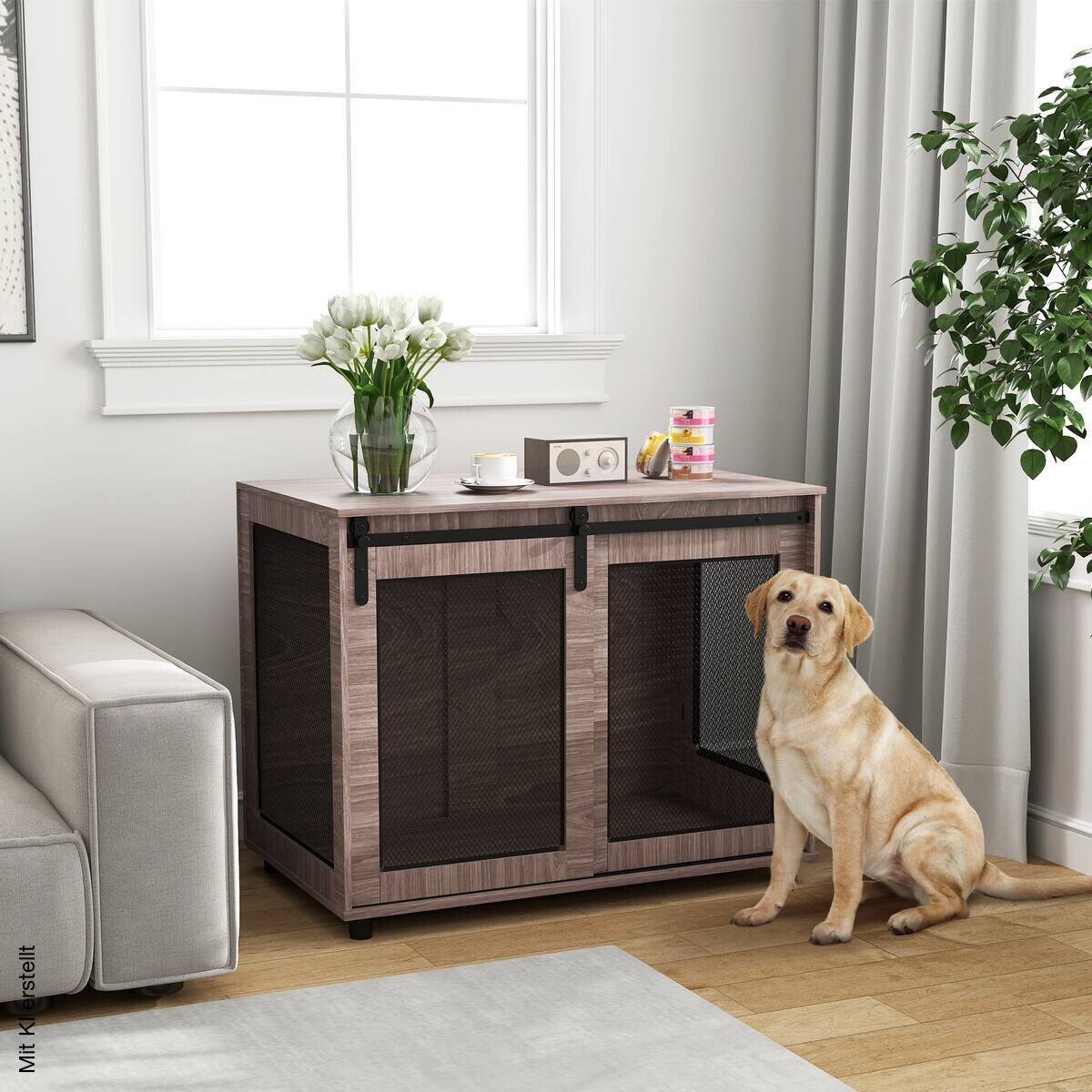 PawHut Hundekäfig nussbaum Stahl B/H/L: ca. 60x78x98 cm