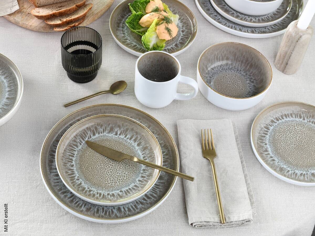 CreaTable Kombiservice Nordic Fjord sand Steinzeug 16 tlg.