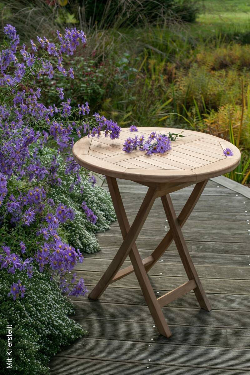 deVries Gartentisch Woodie natur Teakholz H/D: ca. 75x70 cm