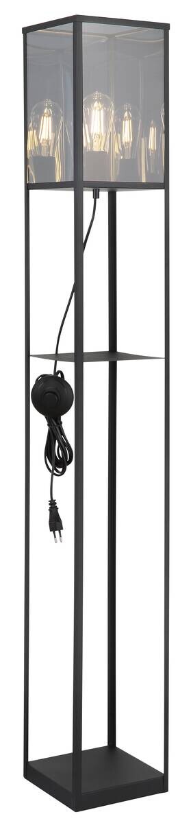GLOBO Stehleuchte schwarz Metall Kunststoff B/H/L: ca. 20x140x20 cm E27 1 Brennstellen