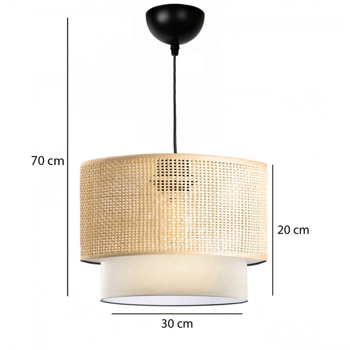 Pendelleuchte beige Bambus B/H/L/D: ca. 30x70x30x30 cm E27 1 Brennstellen