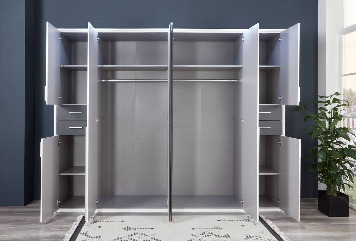 Kleiderschrank Vegas weiß Graphit B/H/T: ca. 270x208x58 cm