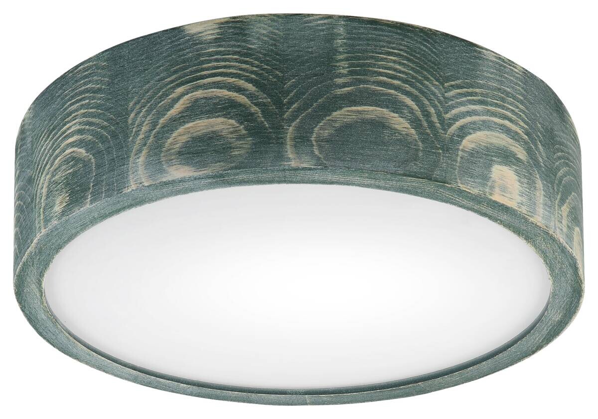 Lamkur Deckenleuchte grün hellbraun Holz Glas B/H/L: ca. 28x28x10 cm 1 Brennstellen