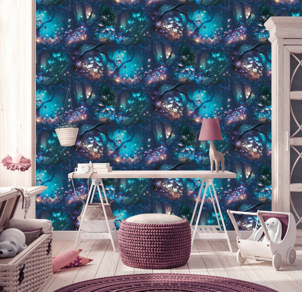 UGEPA Papiertapete blau bunt B/L: ca. 53x1005 cm