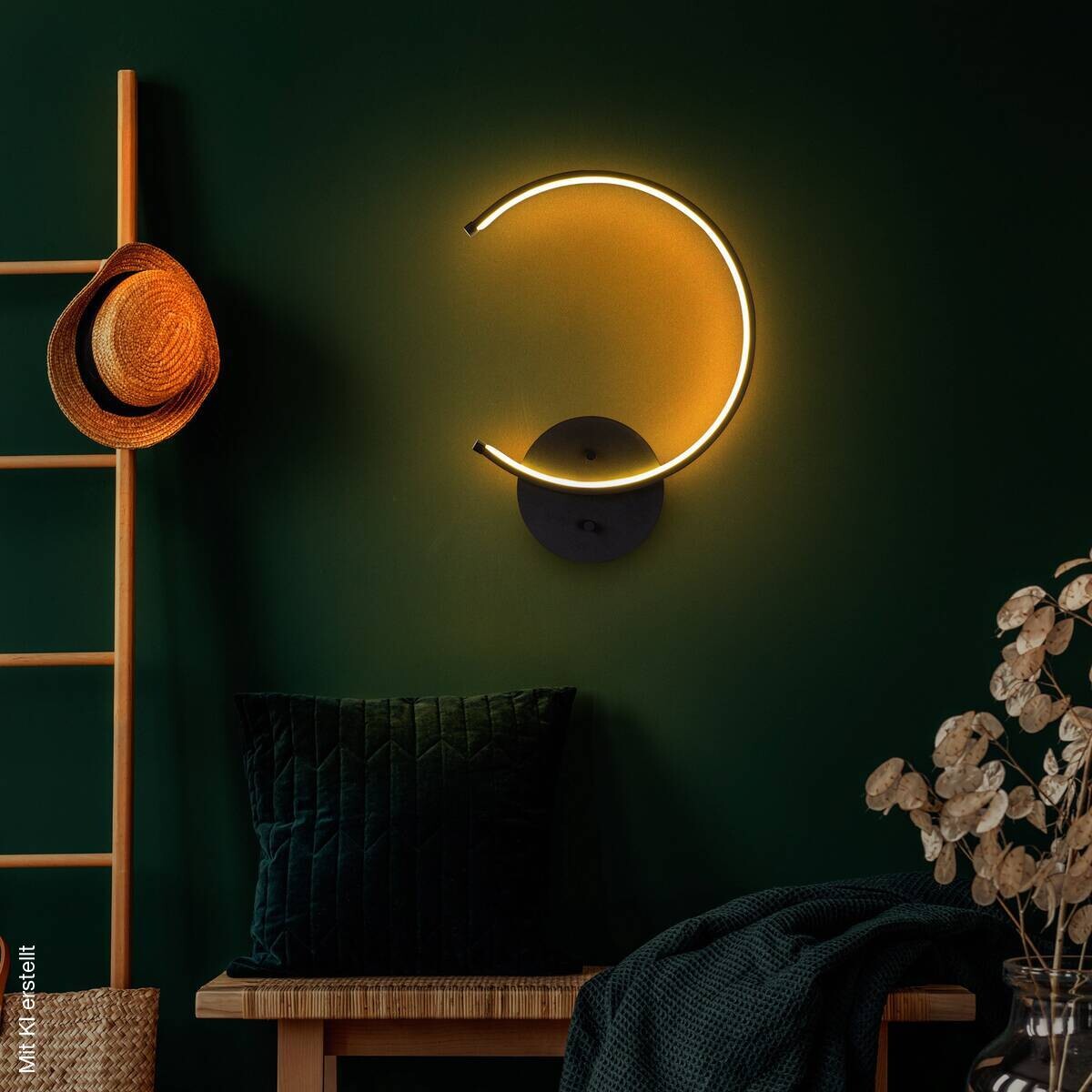 Opviq Wandleuchte Moon schwarz Metall B/H/T/L: ca. 33x46x6x33 cm