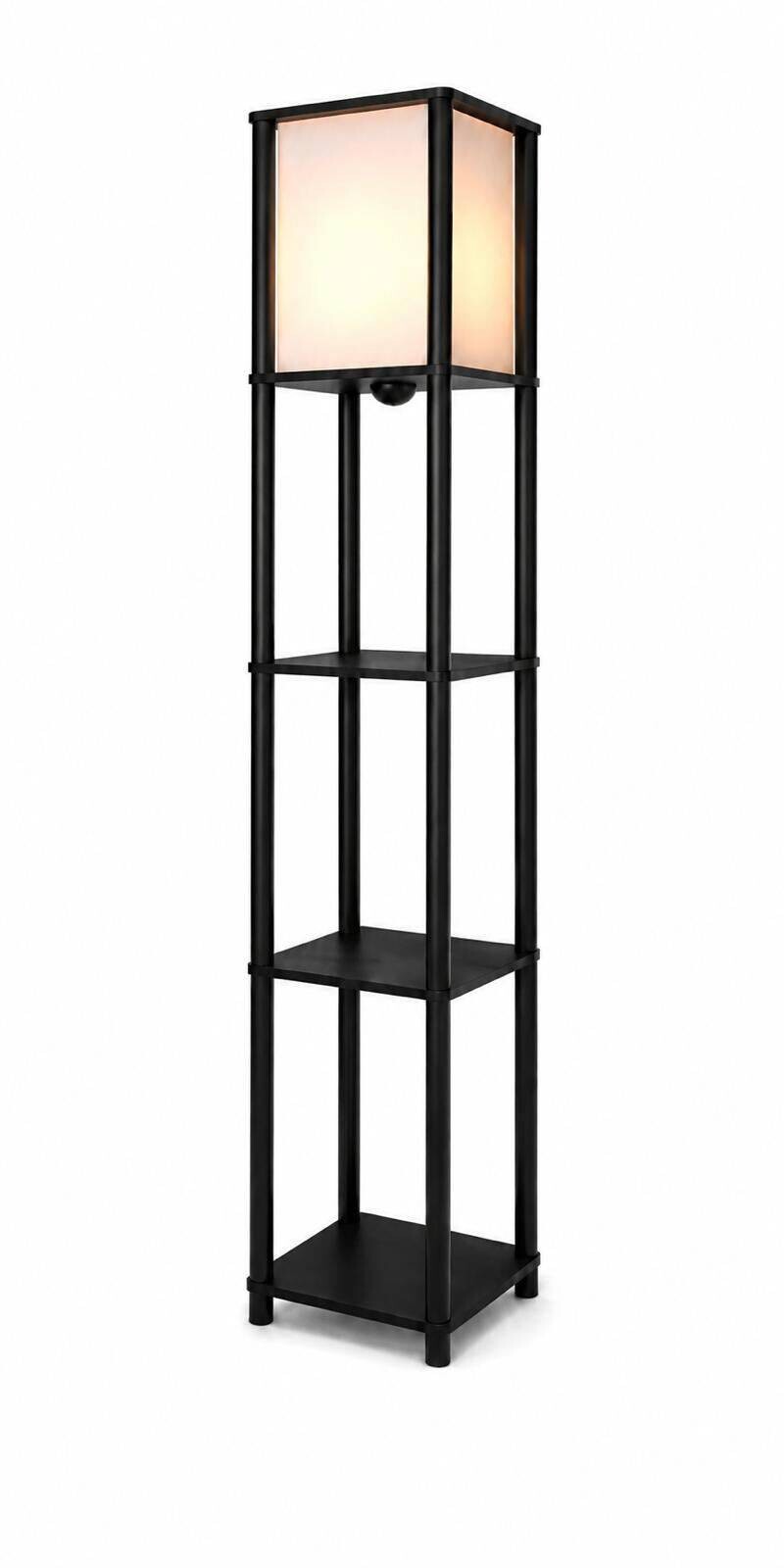 Stehleuchte schwarz PVC MDF B/H/L/D: ca. 17x150x17x17 cm E27 1 Brennstellen
