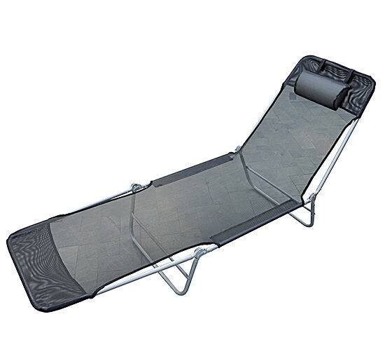 Outsunny Gartenliege schwarz Stahl B/H/L: ca. 56x24,5x182 cm