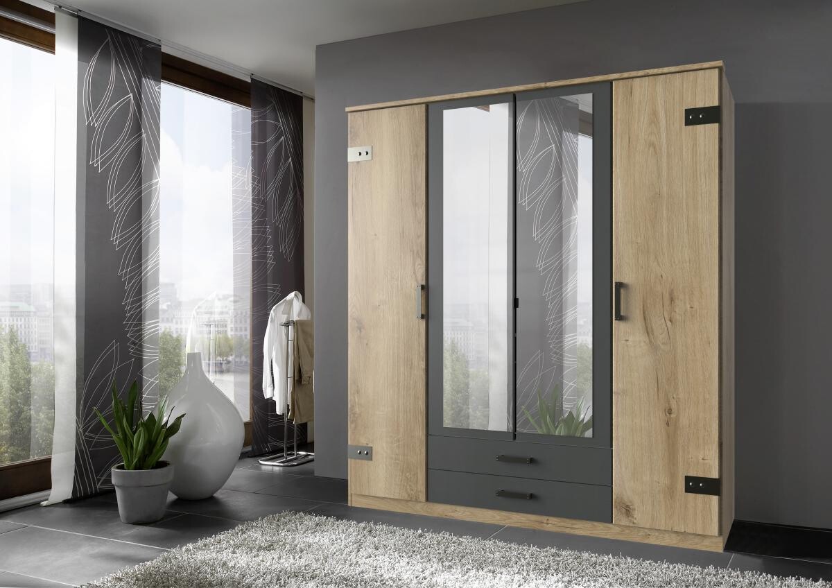 Kleiderschrank Cork Graphit Plankeneiche Nachbildung B/H/T: ca. 180x199x58 cm