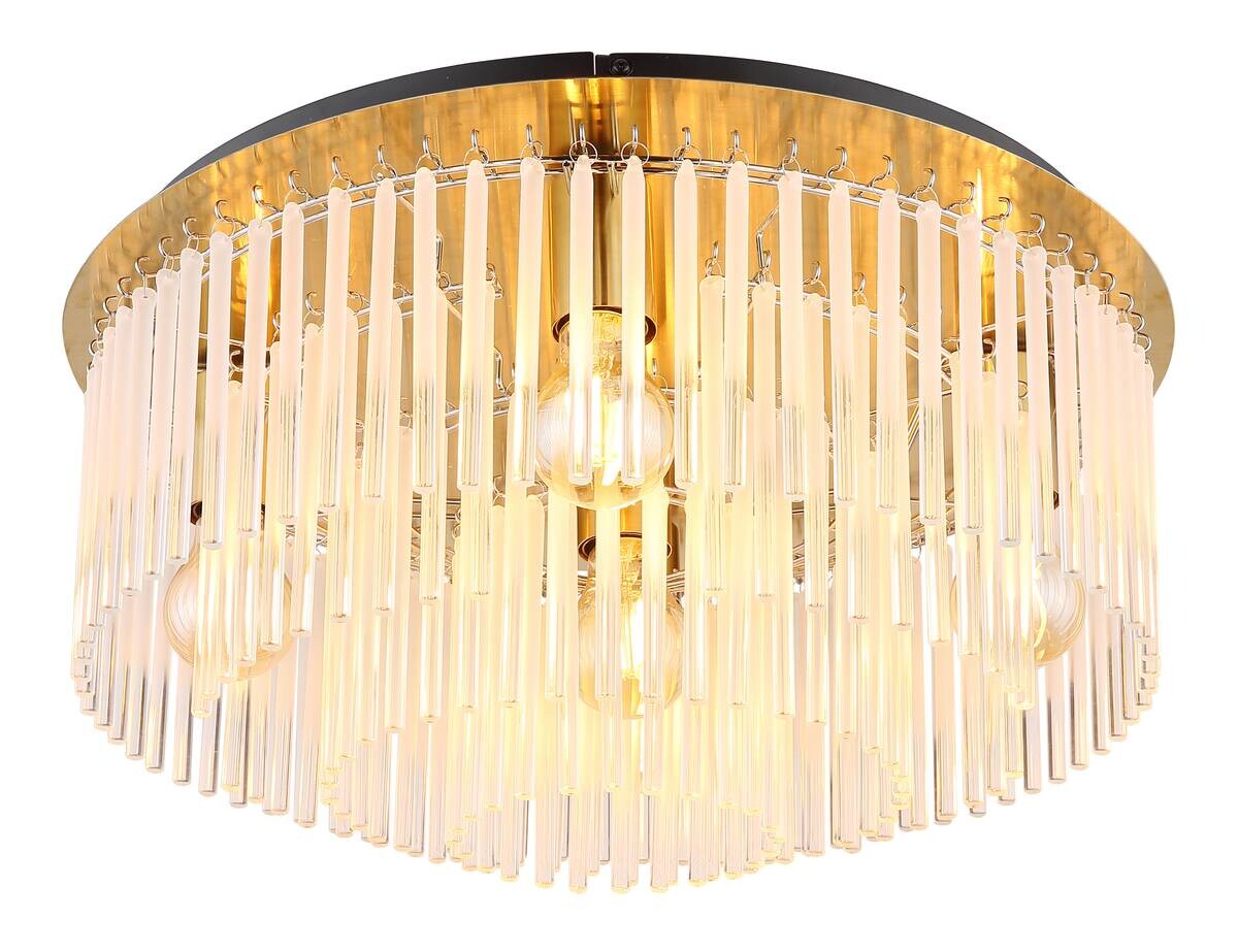 GLOBO Deckenleuchte Opal gold Glas Metall H/D: ca. 25x50 cm E27 5 Brennstellen