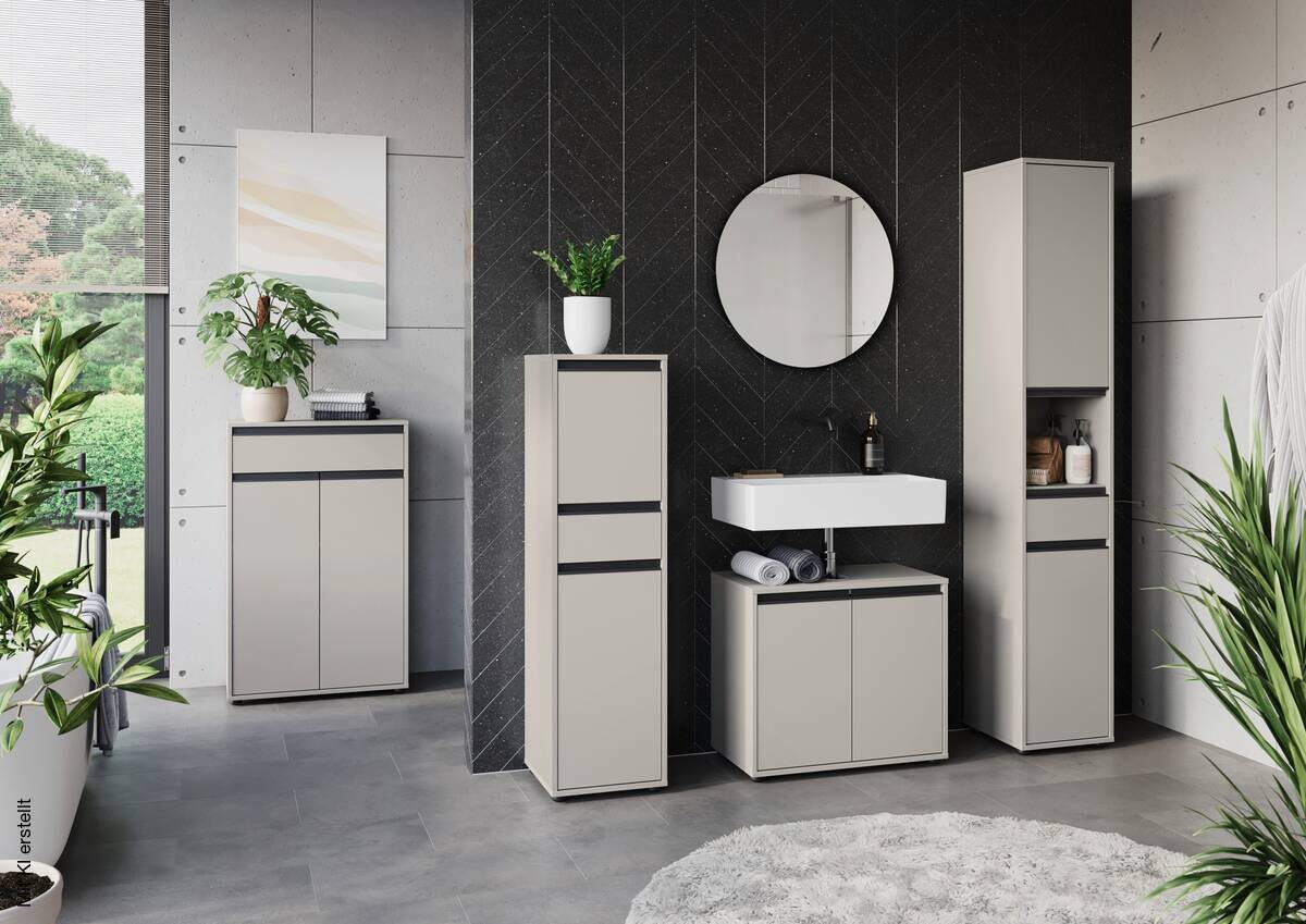 Schrank 2201-186 steingrau B/H/T: ca. 33x121x34 cm