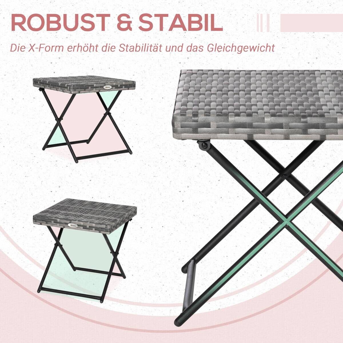 Outsunny Beistelltisch grau Edelstahl B/H/L: ca. 40x40x40 cm