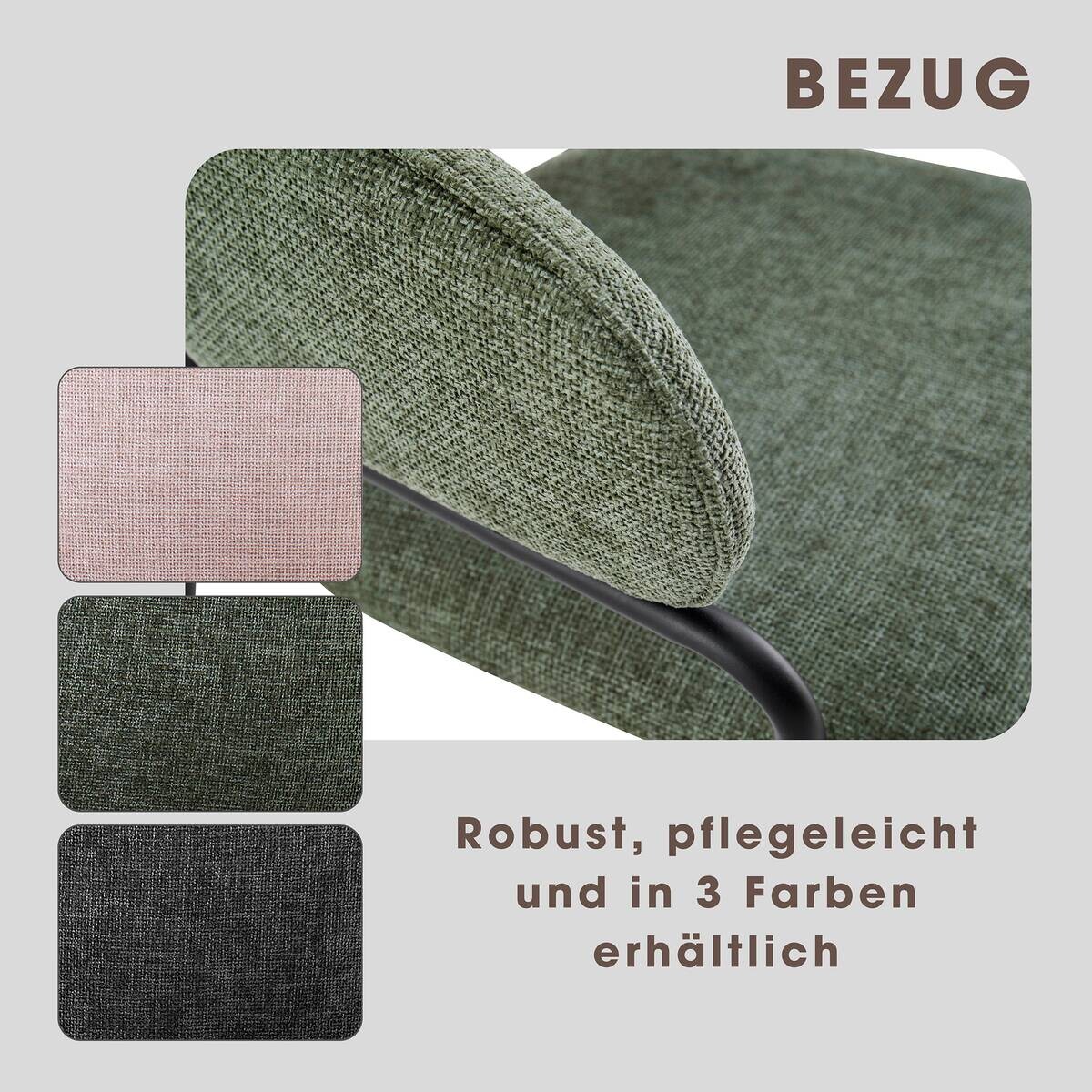 Stuhl CURVE, 2er-Set grün Stoff B/H/T: ca. 60x86x58 cm