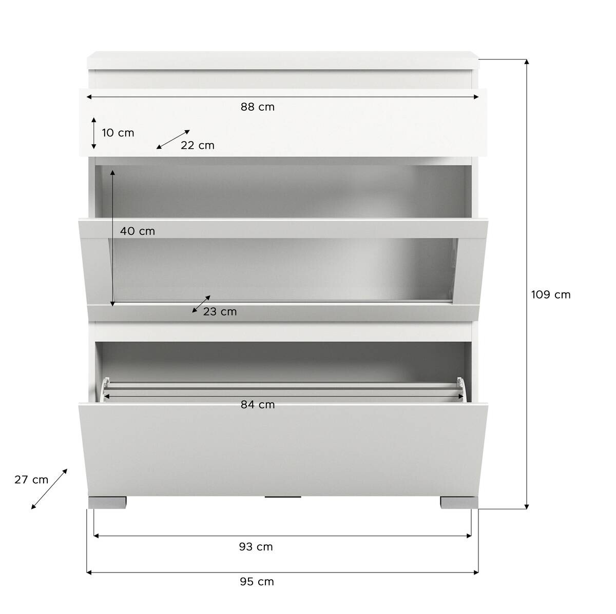 Schuhschrank Shoelove weiß grau B/H/T: ca. 95x109x27 cm