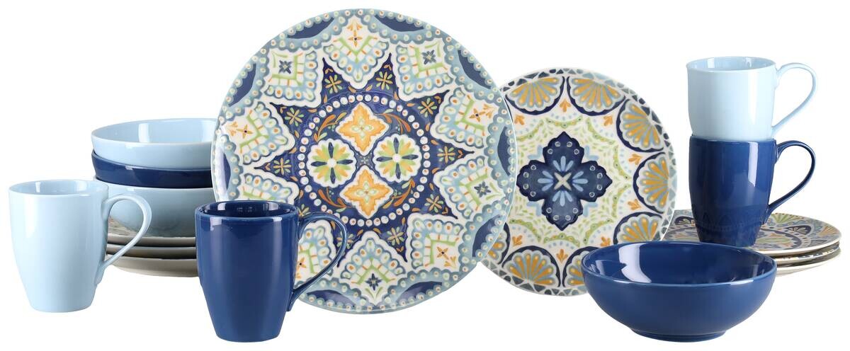 CreaTable Kombiservice blau Steinzeug 16 tlg.