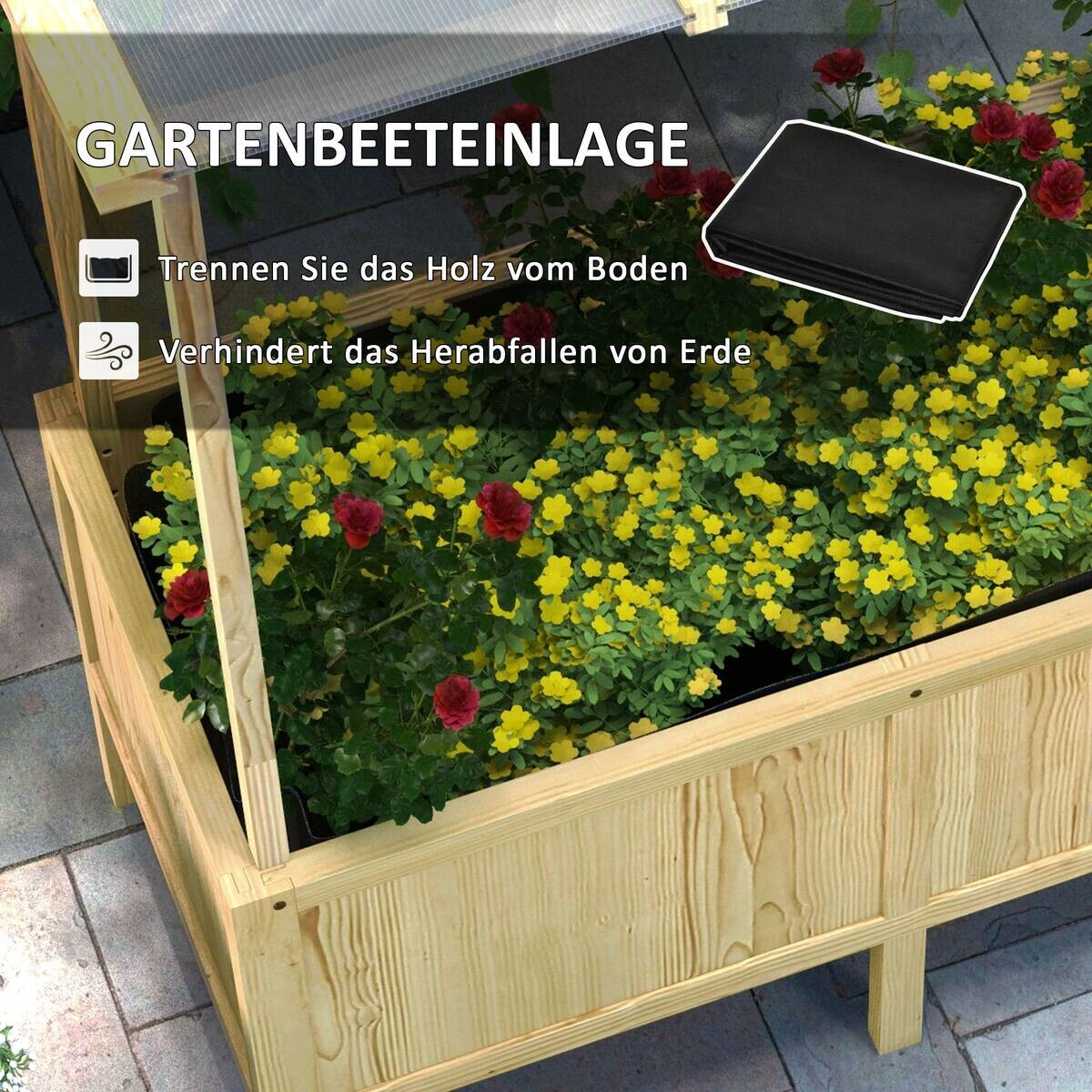 Outsunny Hochbeet natur Edelstahl B/H/L: ca. 60x110x152 cm