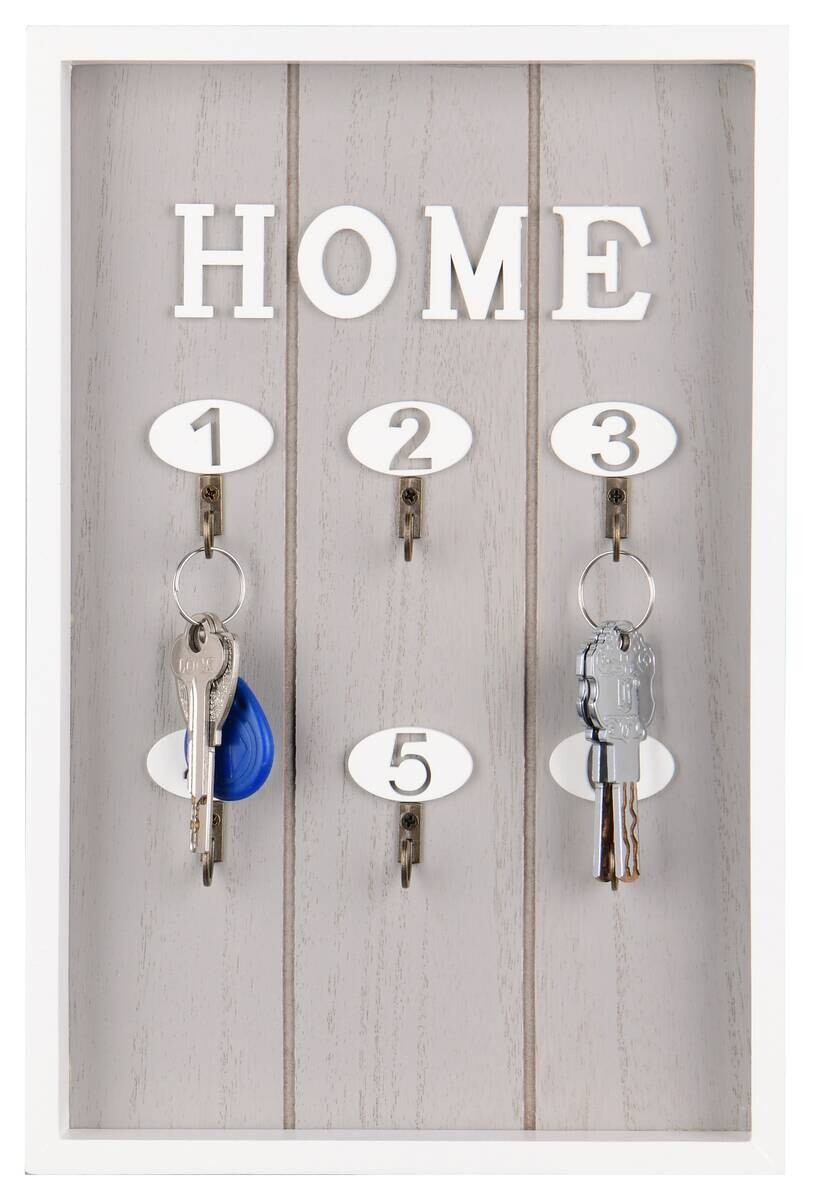 Schlüsselkasten Saskia grau weiß MDF B/H/T: ca. 20x30x3 cm