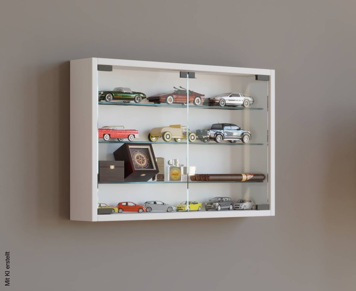 Vitrine Mandosa M weiß Holzwerkstoff Glas B/H/T: ca. 60x40x10 cm