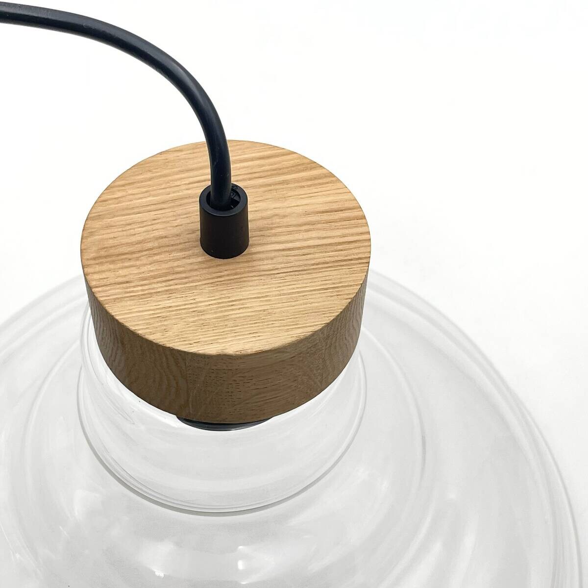 Lamkur Pendelleuchte Eiche Glas B/H/L: ca. 28x115x28 cm E27 1 Brennstellen