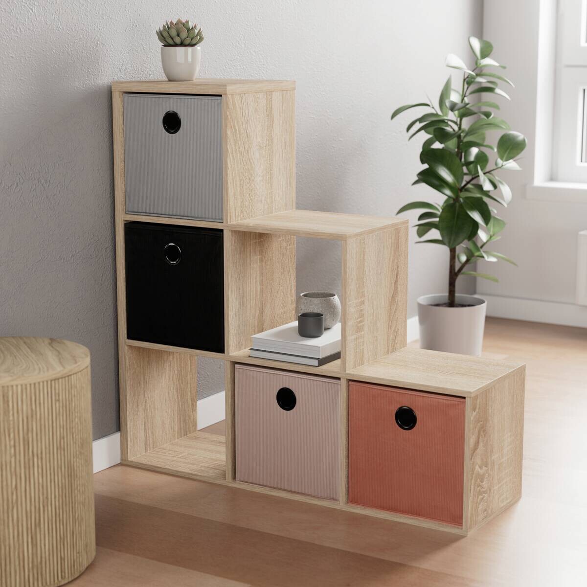 Stufenregal Max Step Eiche Sonoma Nachbildung B/H/T: ca. 106x107x33 cm