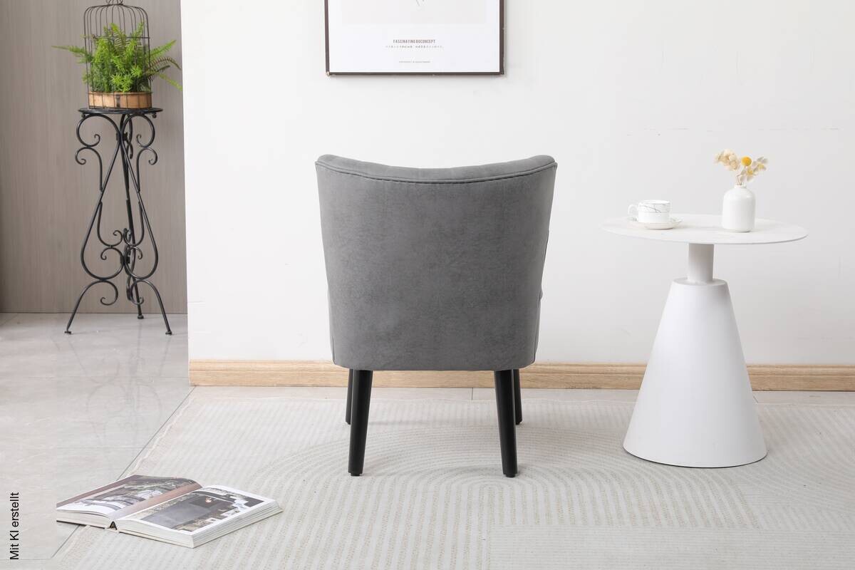 Sessel Emily grau Vintage Microfaser B/H/T: ca. 57x76x72 cm