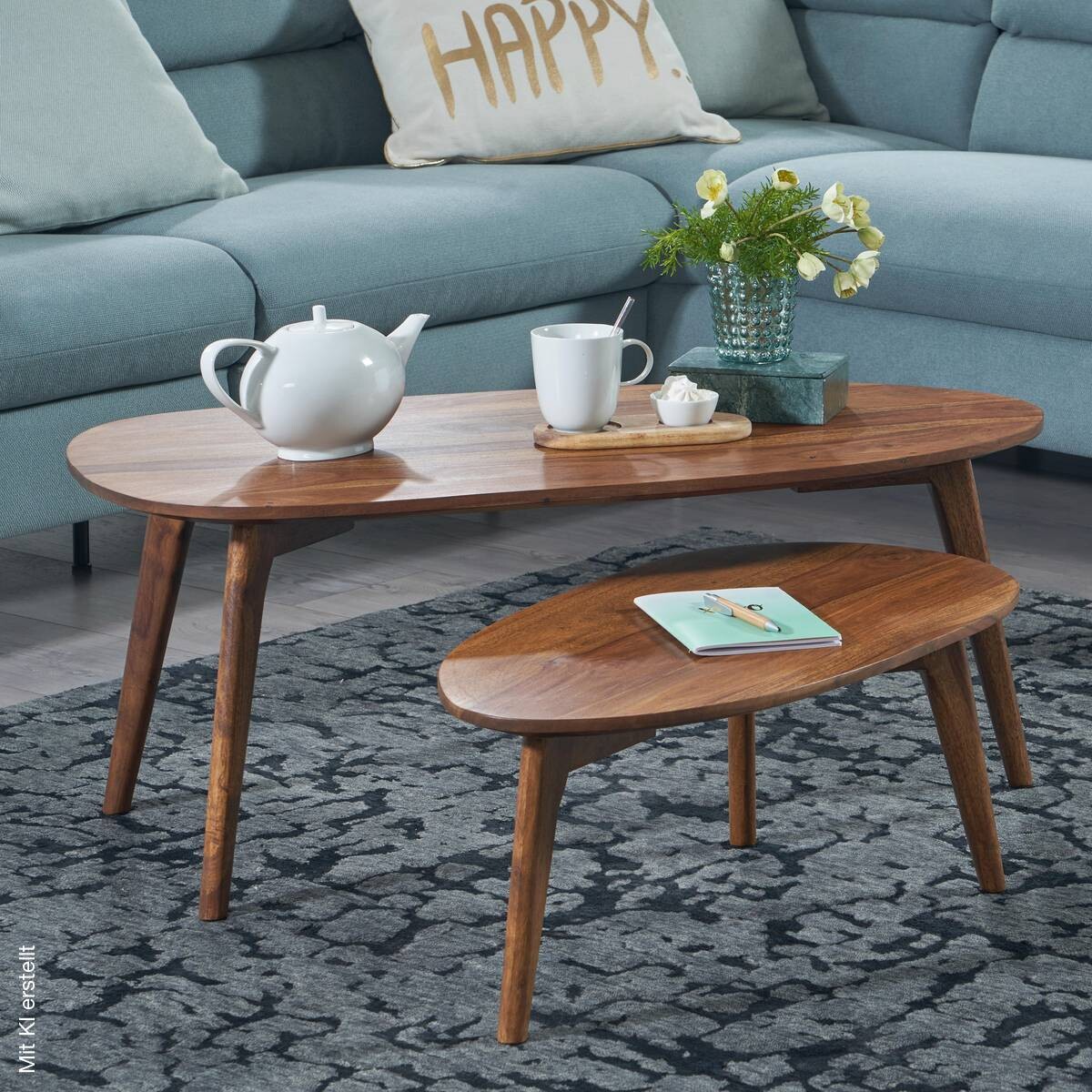 Couchtisch 2er.-Set. B/H/T: ca. 100x42x50 cm