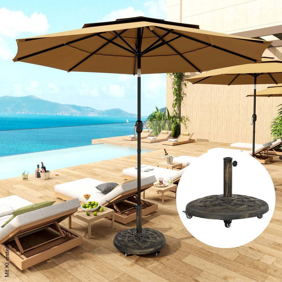 Outsunny Schirmständer bronze Metall B/H/L: ca. 54,5x40,5x54,5 cm