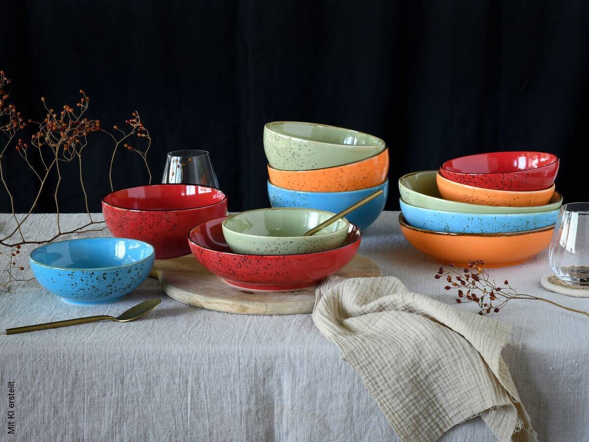 CreaTable Schüsselset Nature Collection mehrfarbig Steinzeug
