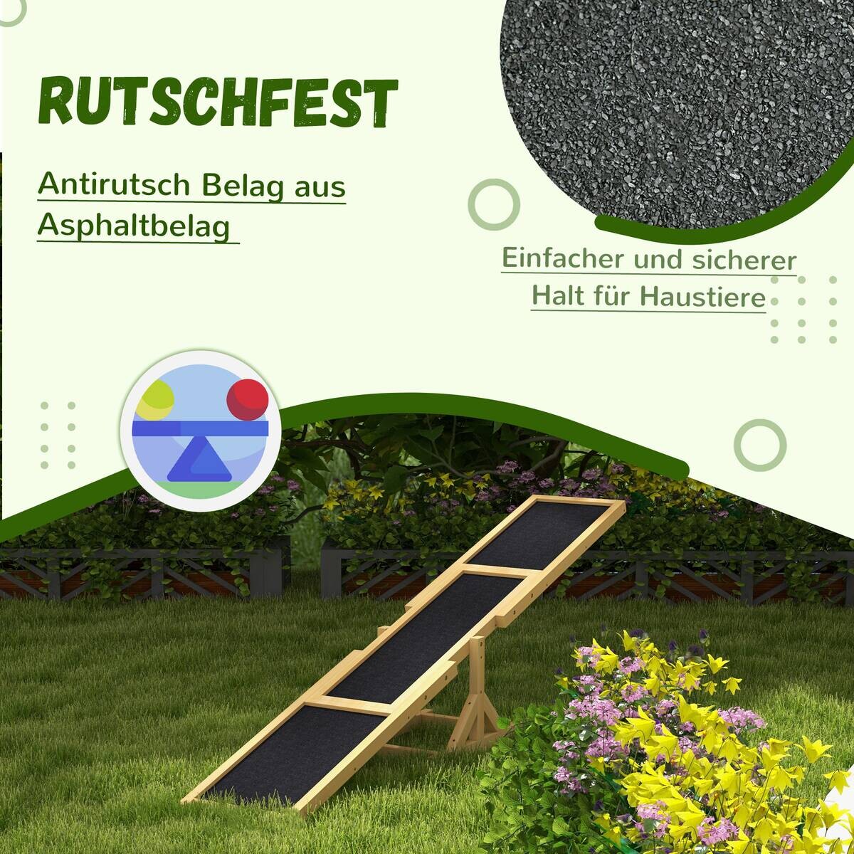 PawHut Hundewippe gelb Holz B/H/L: ca. 30x30x180 cm