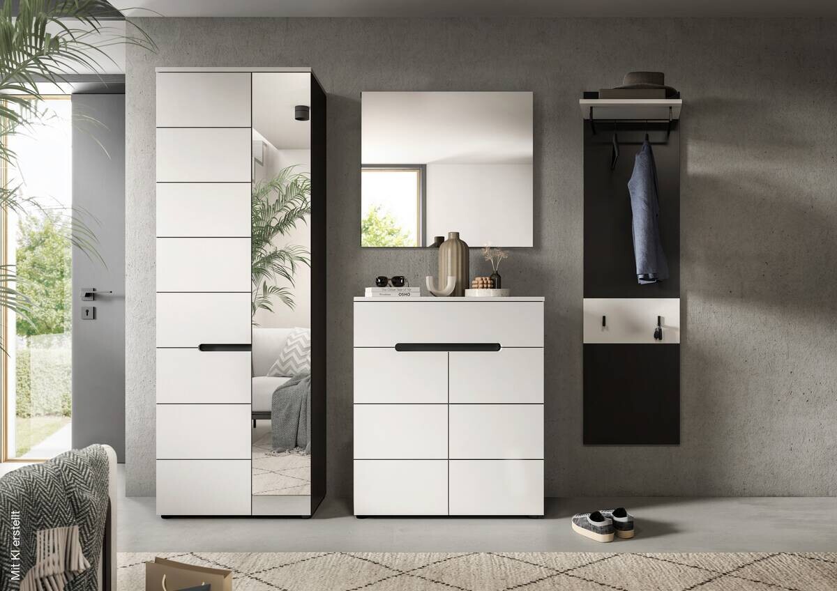 Garderobe Canu basaltgrau Nachbildung weiß B/H/T: ca. 220x190x37 cm