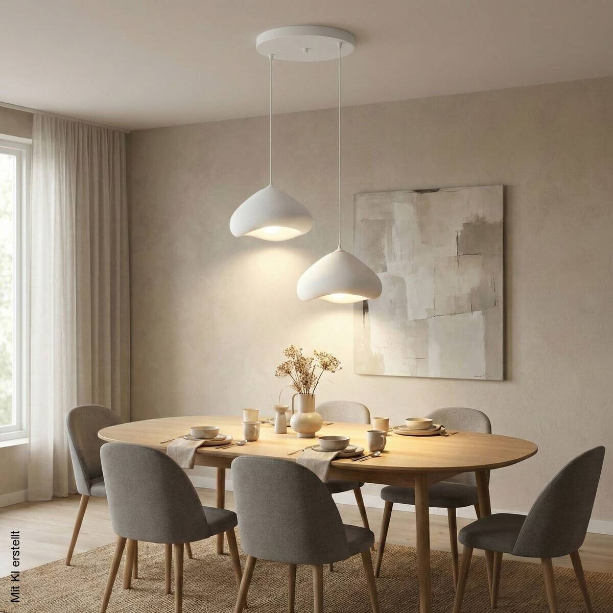 Opviq Pendelleuchte weiß B/H/T: ca. 45x105x45 cm E27 2 Brennstellen