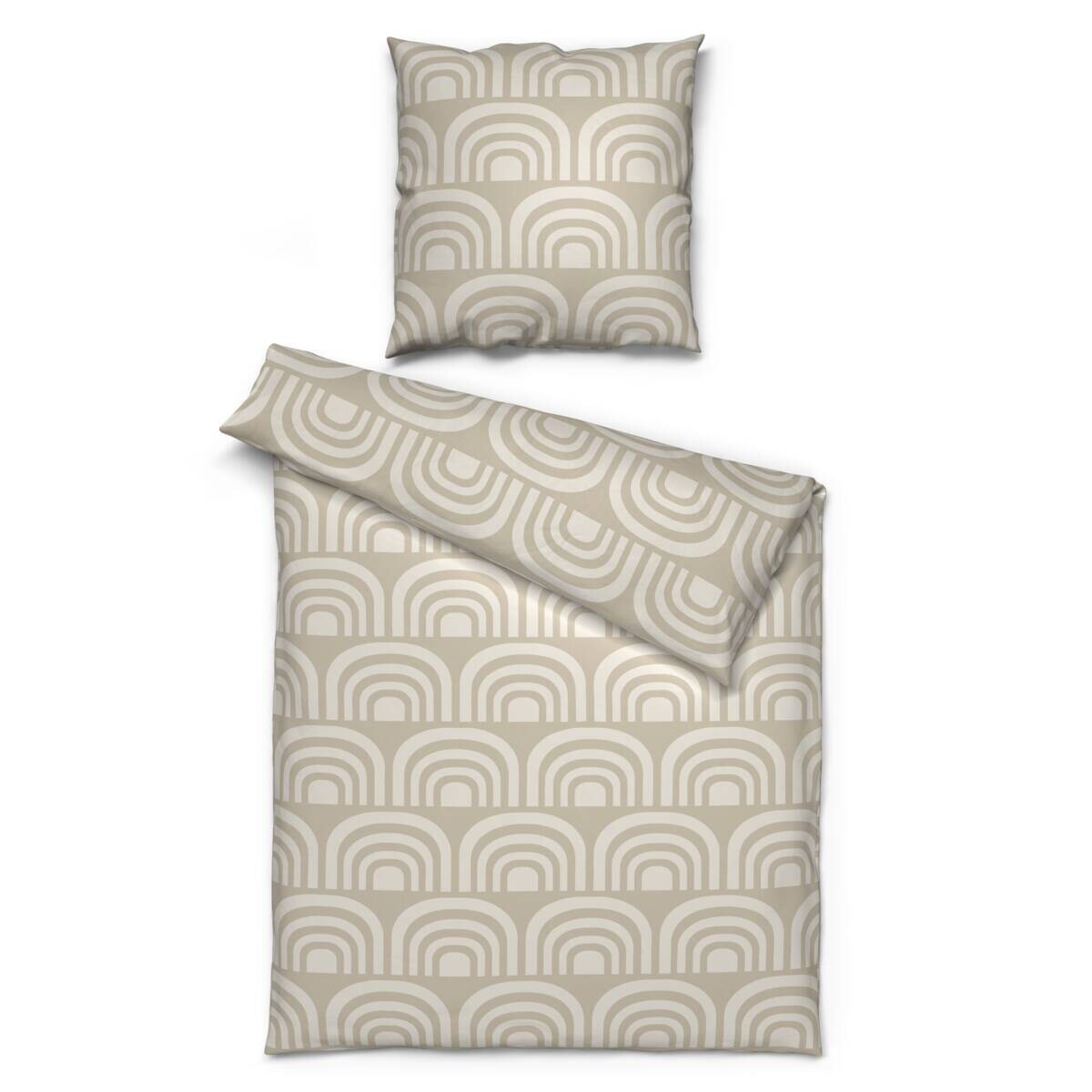 Baumwoll Bettwäsche beige natur 100% Baumwolle B/L: ca. 135x200 cm