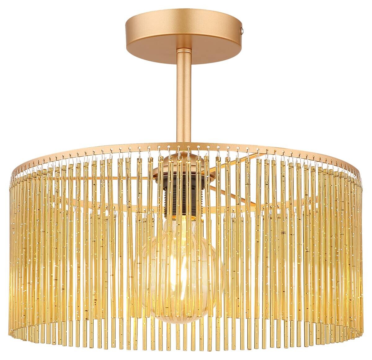 GLOBO Deckenleuchte Leeds amber gold schwarz Metall Kunststoff H/D: ca. 32x35 cm E27 1 Brennstellen