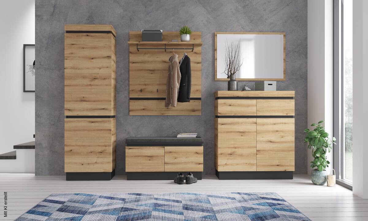 Sitzbank Corte Eiche Evoke Coast Nachbildung anthrazit B/H/T: ca. 101x54x45 cm