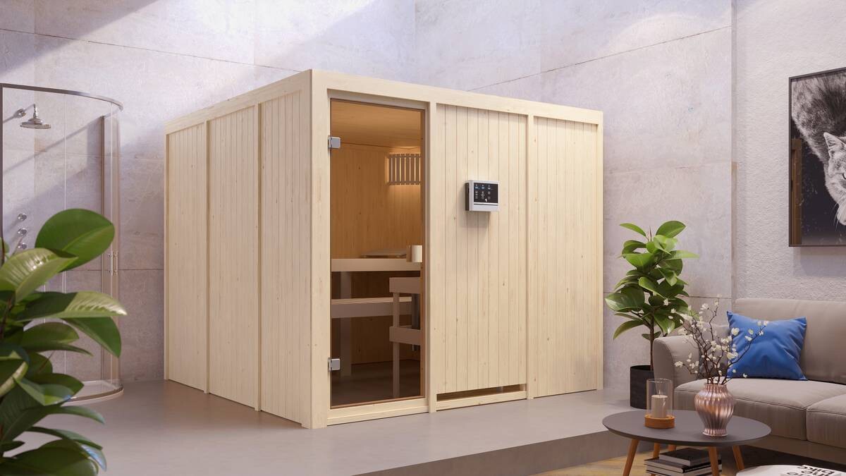 Karibu Sauna Ervin Front B/H/T: ca. 231x198x231 cm