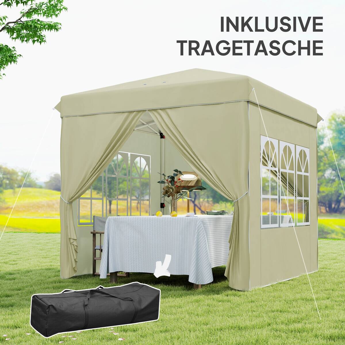 Outsunny Pavillon cremeweiß Metall B/H/L: ca. 248x270x248 cm