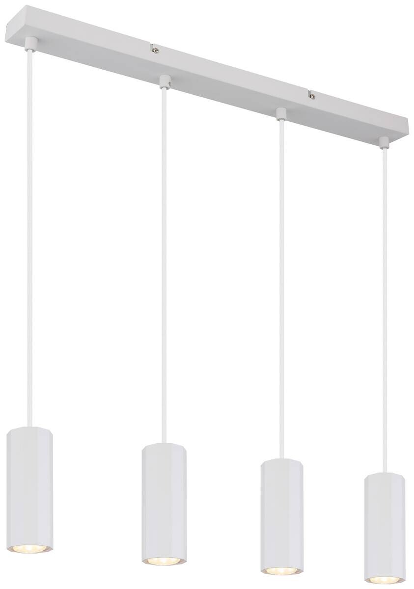 GLOBO Pendelleuchte JAMES 57918-4HW weiß Metall Kunststoff B/H/L: ca. 61x120x6 cm GU10 4 Brennstellen
