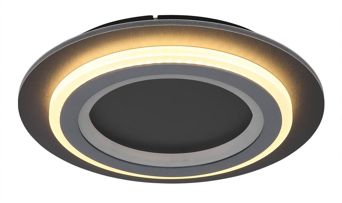 GLOBO LED-Deckenleuchte mattschwarz Opal grau Metall Kunststoff Acryl H/D: ca. 5,5x34 cm 1 Brennstellen