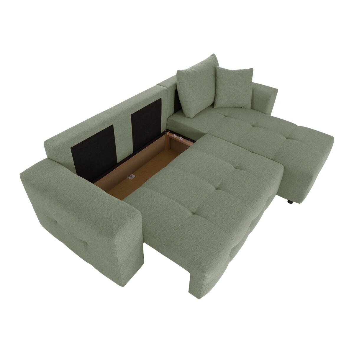 Ecksofa mit Bettfunktion und Bettkasten salbei Webstoff B/H/T: ca. 247x83x162 cm