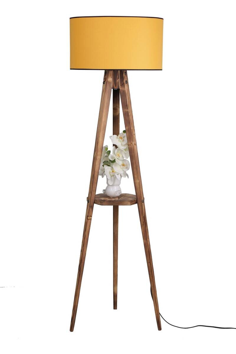 Stehleuchte senf braun Stoff B/H/L/D: ca. 45x153x45x45 cm E27 1 Brennstellen