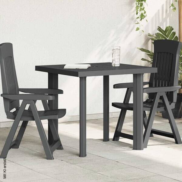 vidaXL Gartentisch anthrazit Kunststoff B/H/L: ca. 75x72x80 cm