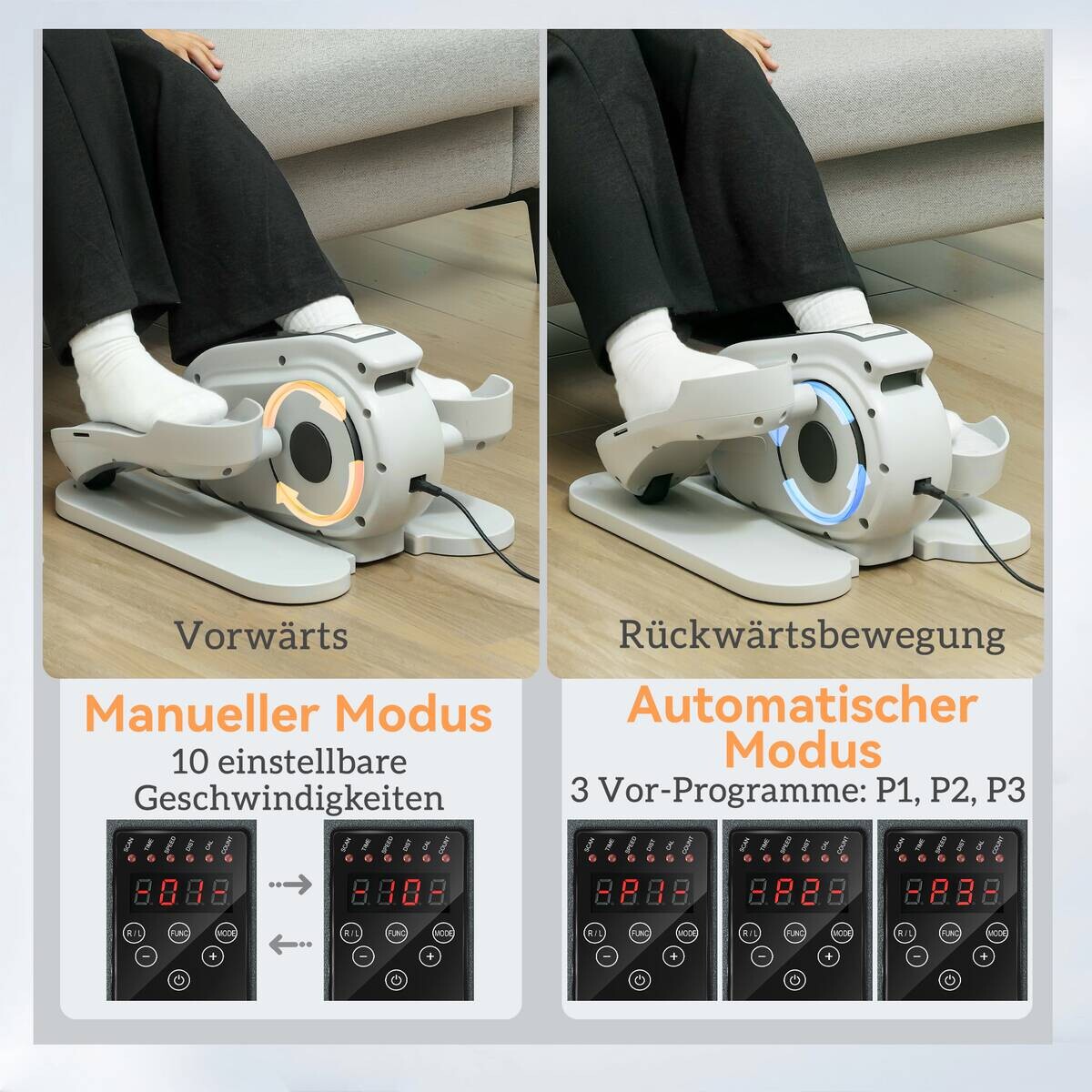 SPORTNOW Mini-Ellipsentrainer weiß Kunststoff B/H/L: ca. 42x27x45 cm
