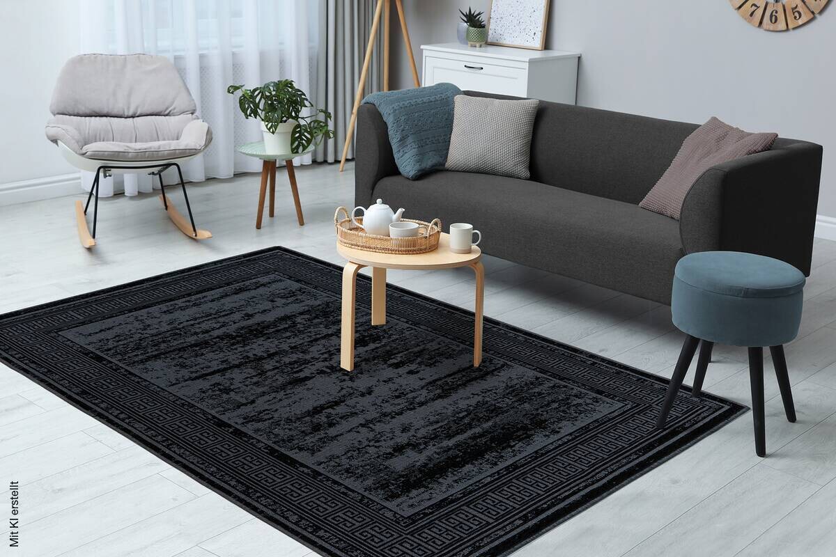 Kayoom Flachflorteppich Kalea 325 schwarz B/H/L: ca. 80x0,8x150 cm