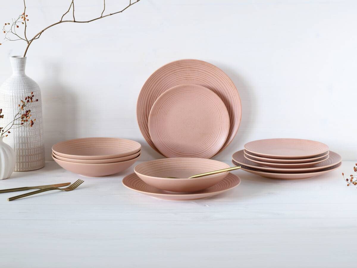 CreaTable Tafelservice Catania Peach rot Steinzeug 12 tlg.