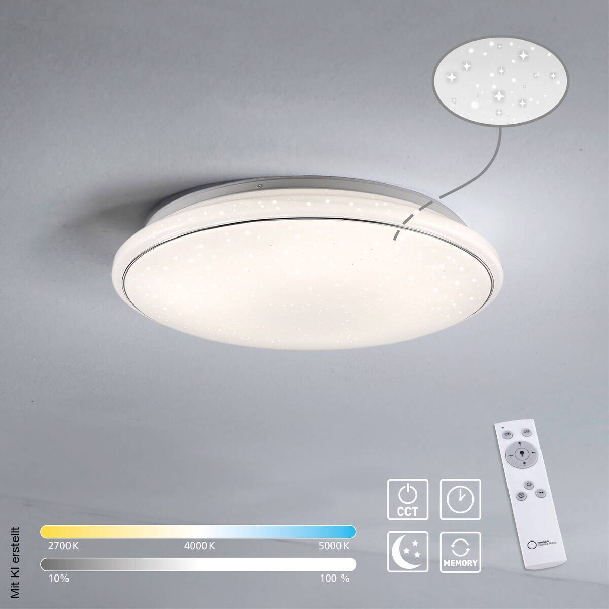 Just Light Deckenleuchte 14364-16 weiß Metall Kunststoff H/D: ca. 10x44 cm