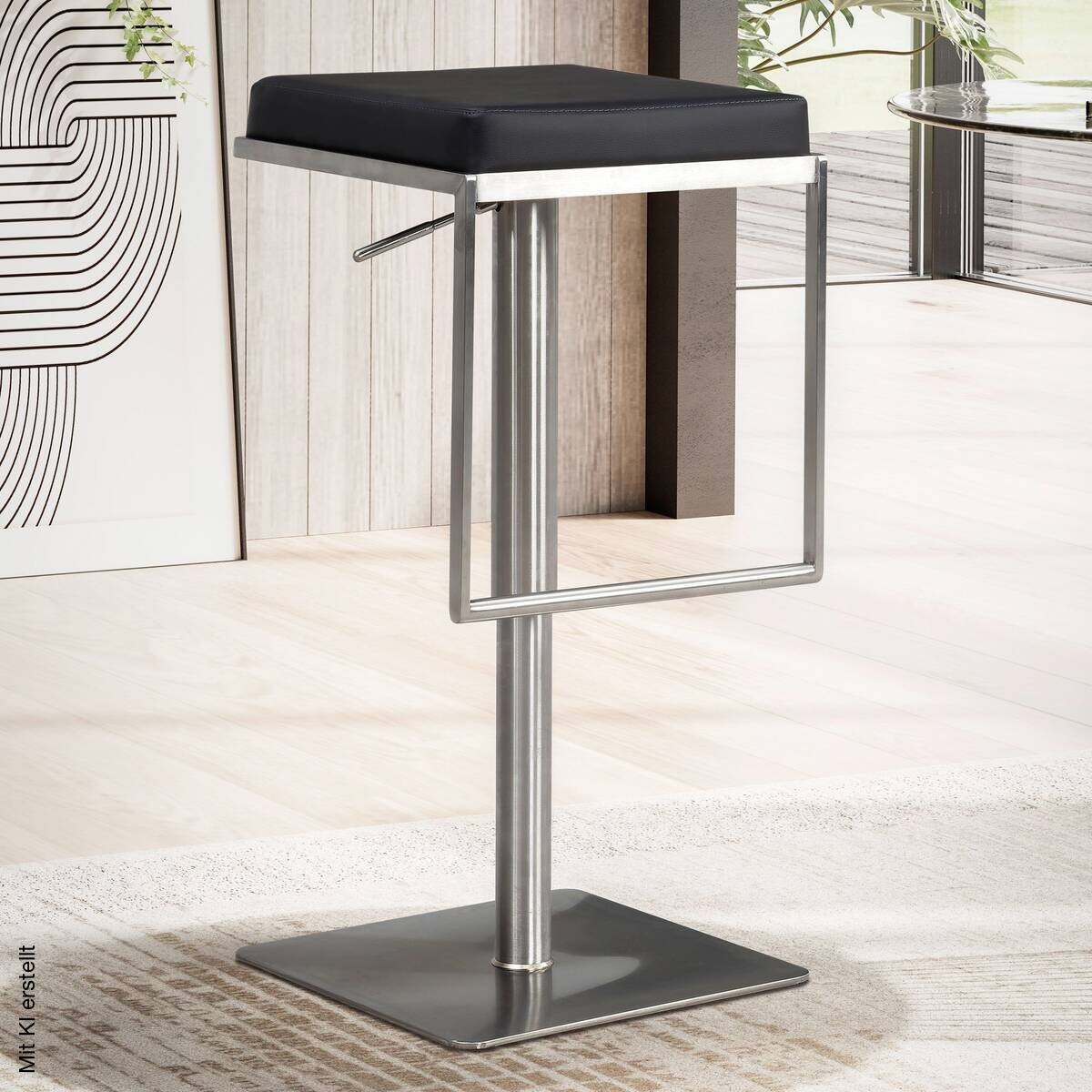 Barhocker schwarz Kunstleder B/H/T: ca. 38x91x39 cm