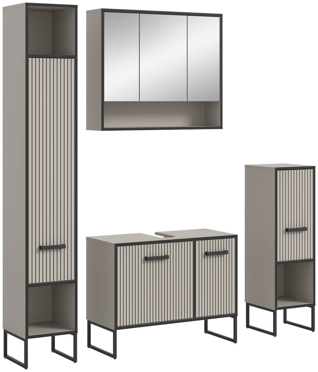 Badezimmer-Set BAGNO schwarz Kaschmirgrau Nachbildung B/H/T: ca. 170x192x36 cm