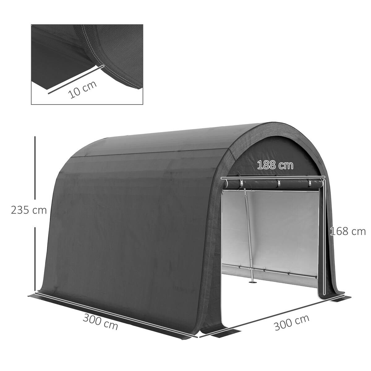 Outsunny Gartenhaus grau B/H/L: ca. 300x300x235 cm