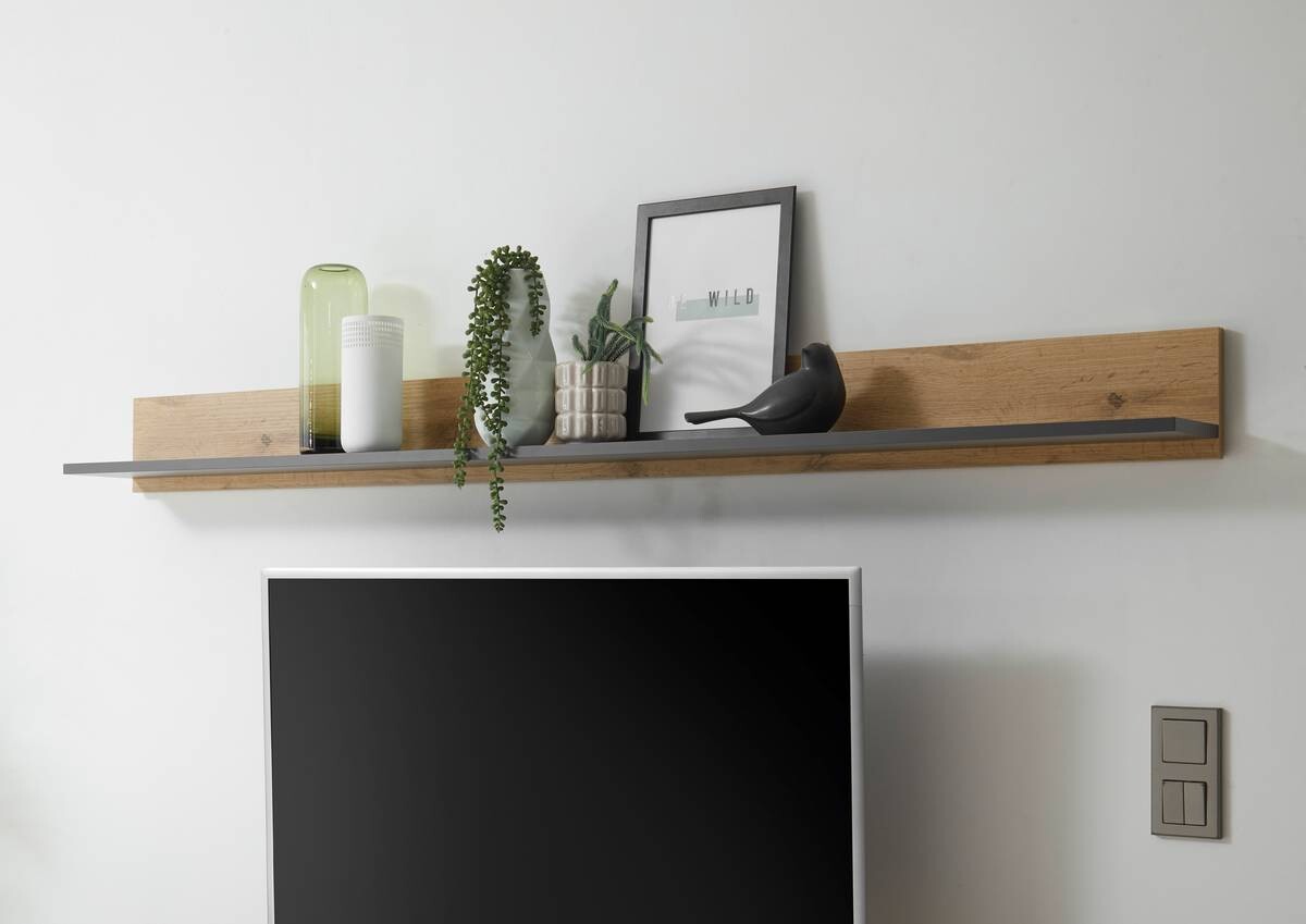 Wandboard City Eiche Wotan Nachbildung anthrazit B/H/T: ca. 170x15x20 cm