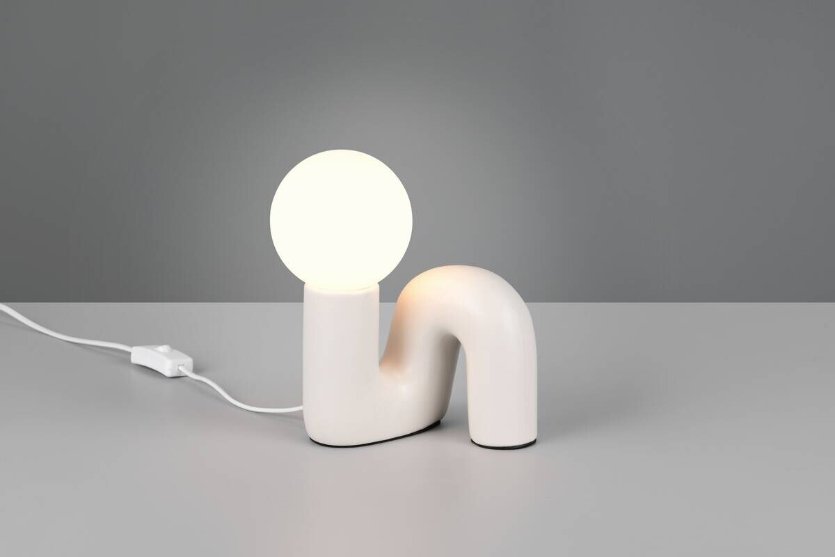 Reality Tischleuchte weiß grau Glas Keramik G9 1 Brennstellen