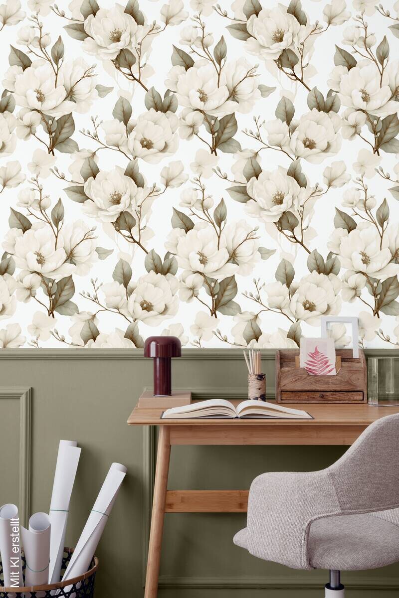 Vliestapete Blumen grau beige B/L: ca. 53x1005 cm